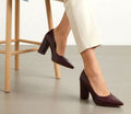 Scarpin Croco Bordô Marsala com Salto Grosso