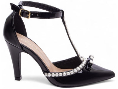 Scarpin Verniz Preto com Pérola