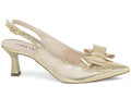 Scarpin Slingback Dourado Metalizado com Laço