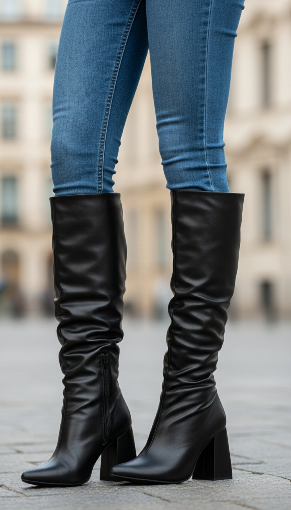 Bota Feminina Franzida Preta