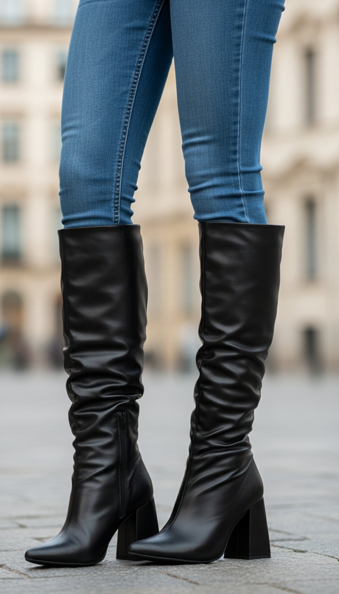 Bota Feminina Franzida Preta