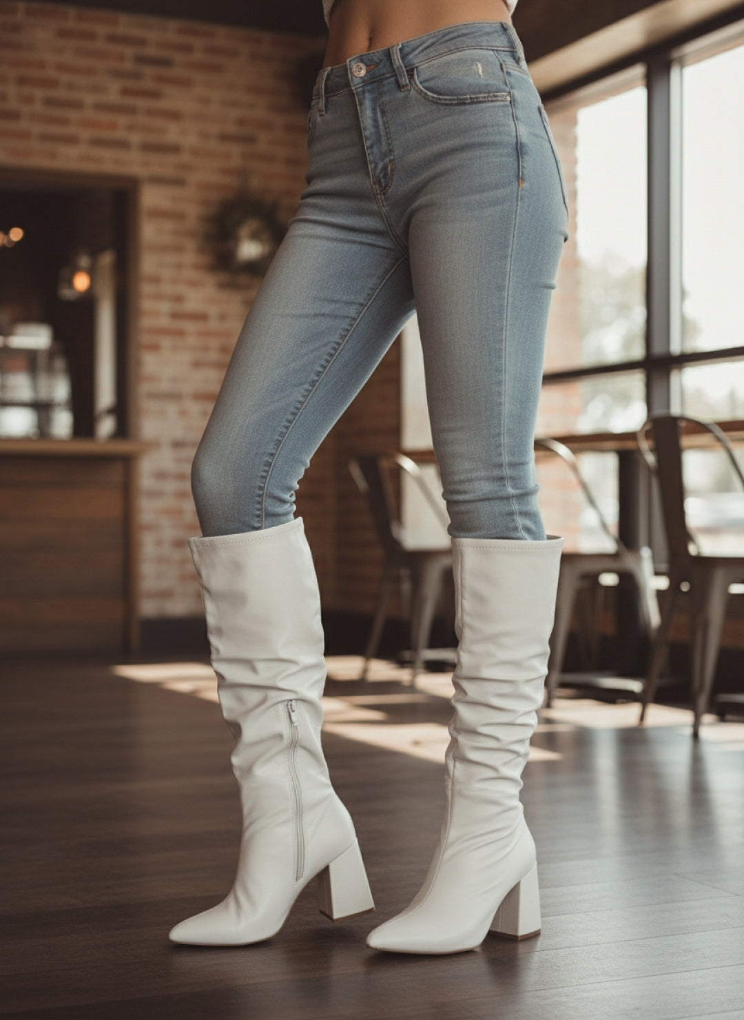 Bota Franzida Feminina Off White
