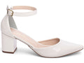 Scarpin Feminino Verniz Off White com Fivela Dourada