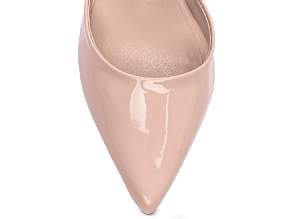 Scarpin Feminino Verniz Rosé com Fivela Dourada