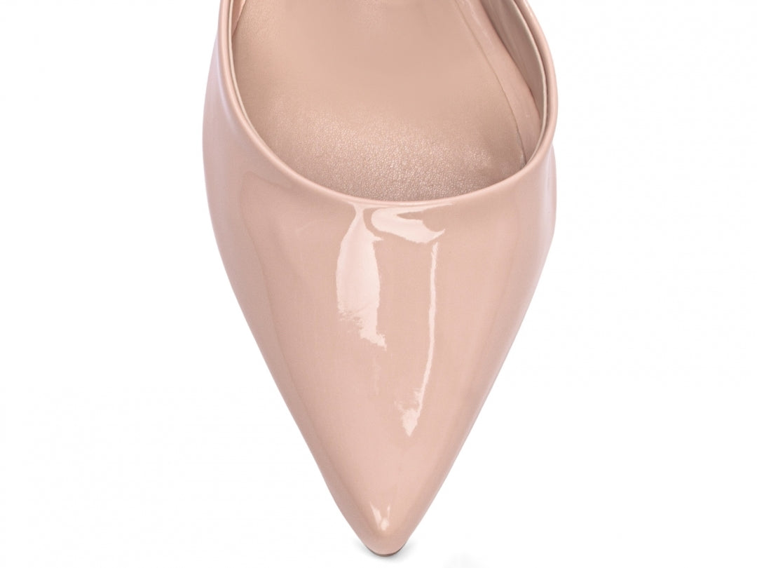 Scarpin Feminino Verniz Rosé com Fivela Dourada