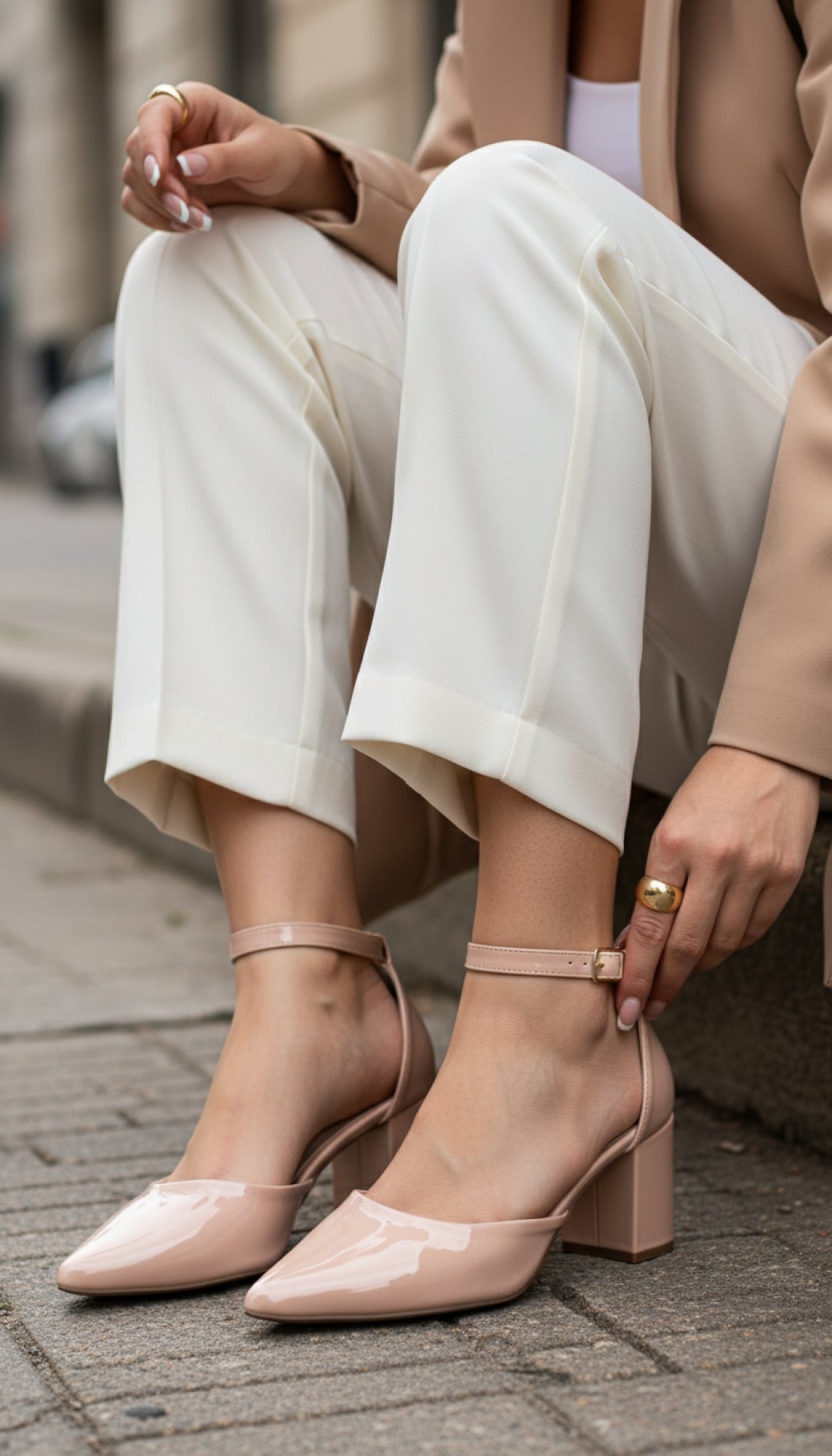 Scarpin Feminino Verniz Rosé com Fivela Dourada