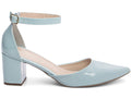 Scarpin Feminino Verniz Azul com Fivela Dourada