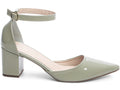 Scarpin Feminino Verniz Verde com Fivela Dourada