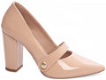 Scarpin Feminino Verniz Rosé com Tira e Detalhe Dourado