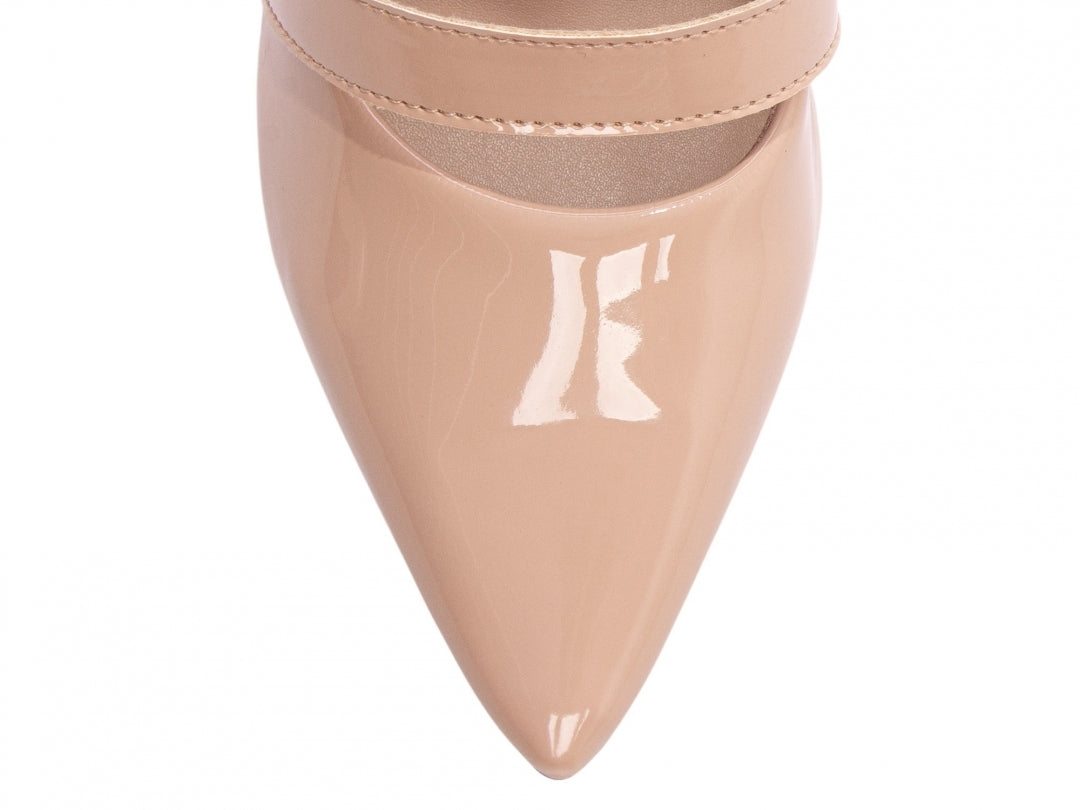 Scarpin Feminino Verniz Rosé com Tira e Detalhe Dourado