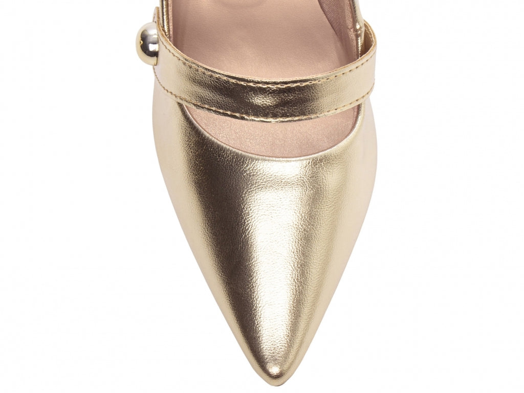 Scarpin Dourado com Aplique Lateral