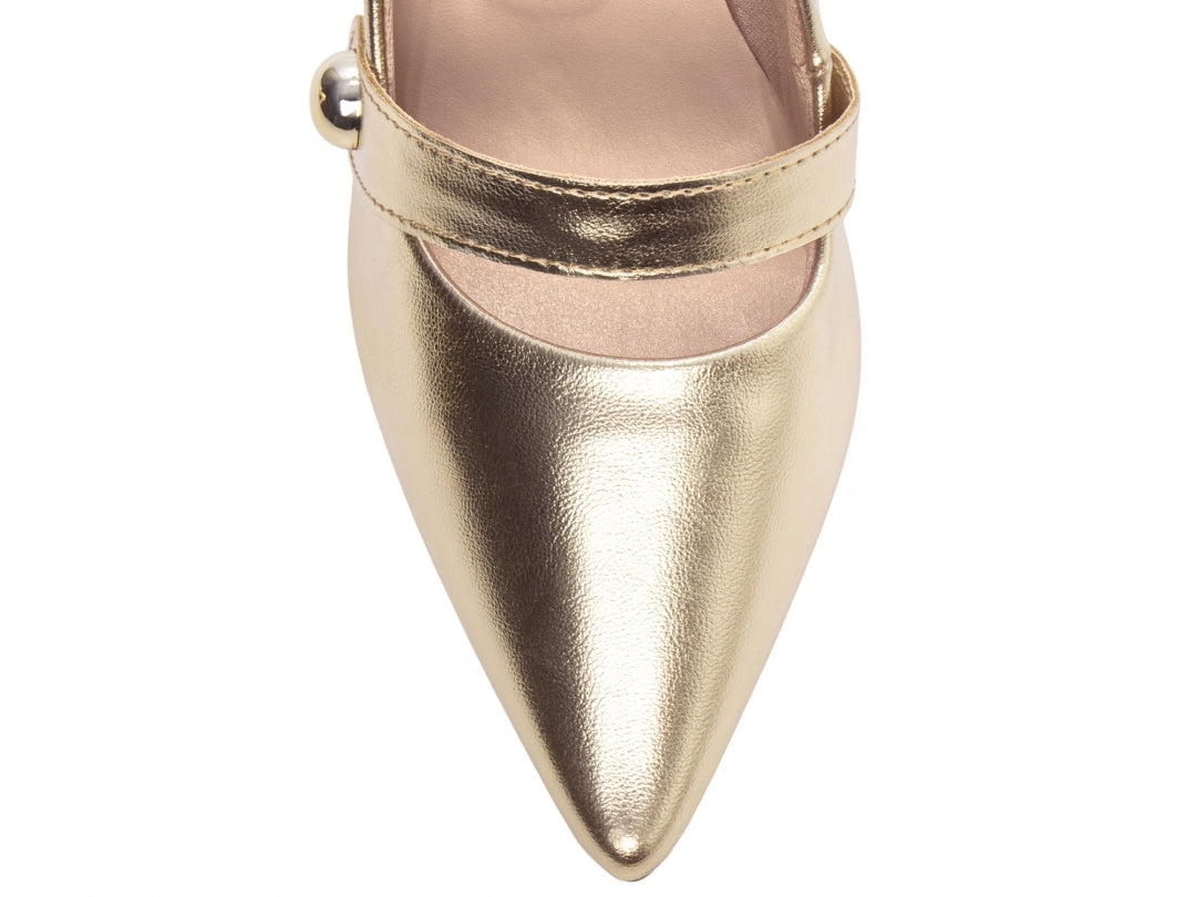 Scarpin Dourado com Aplique Lateral