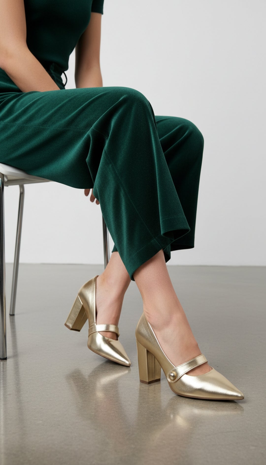 Scarpin Dourado com Aplique Lateral