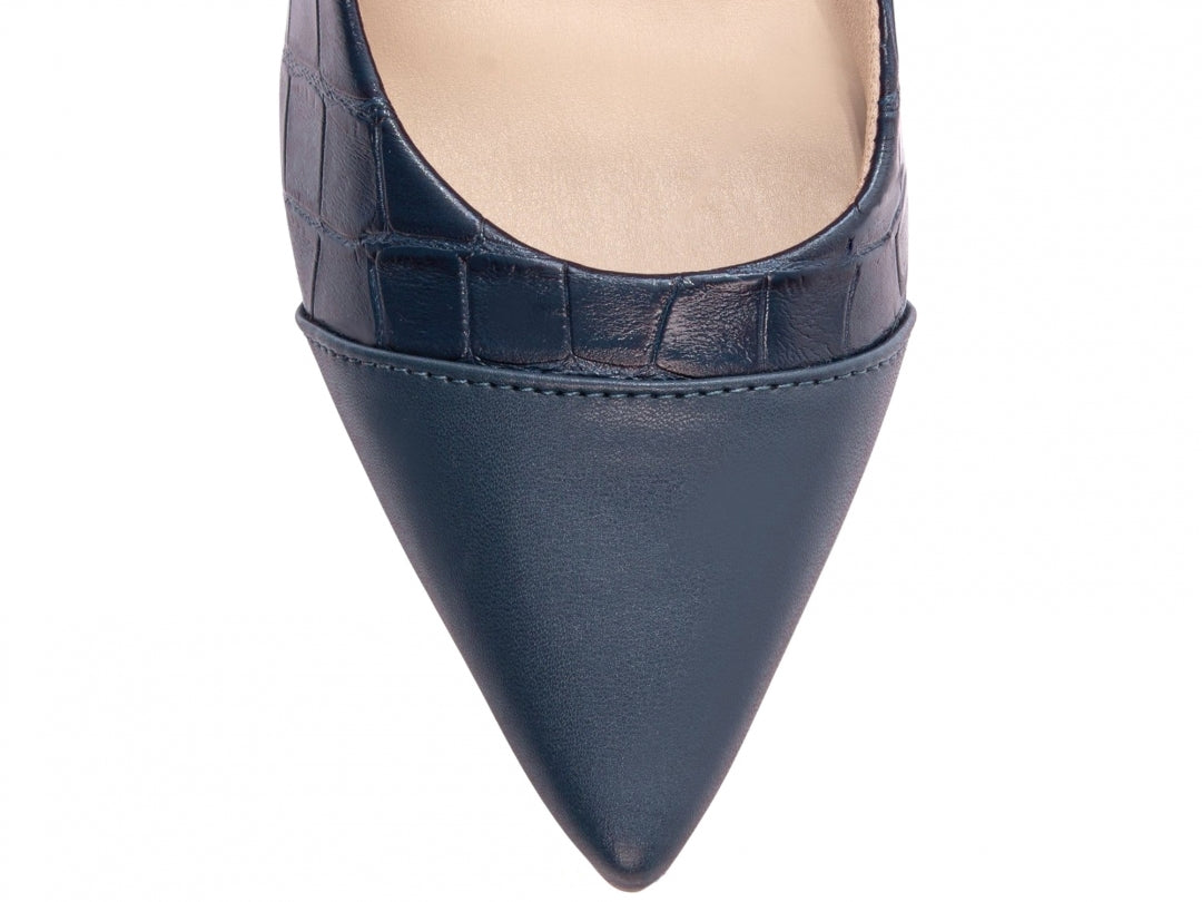 Scarpin Feminino Croco Azul Marinho