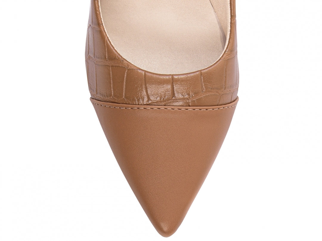 Scarpin Feminino Croco Marrom Caramelo