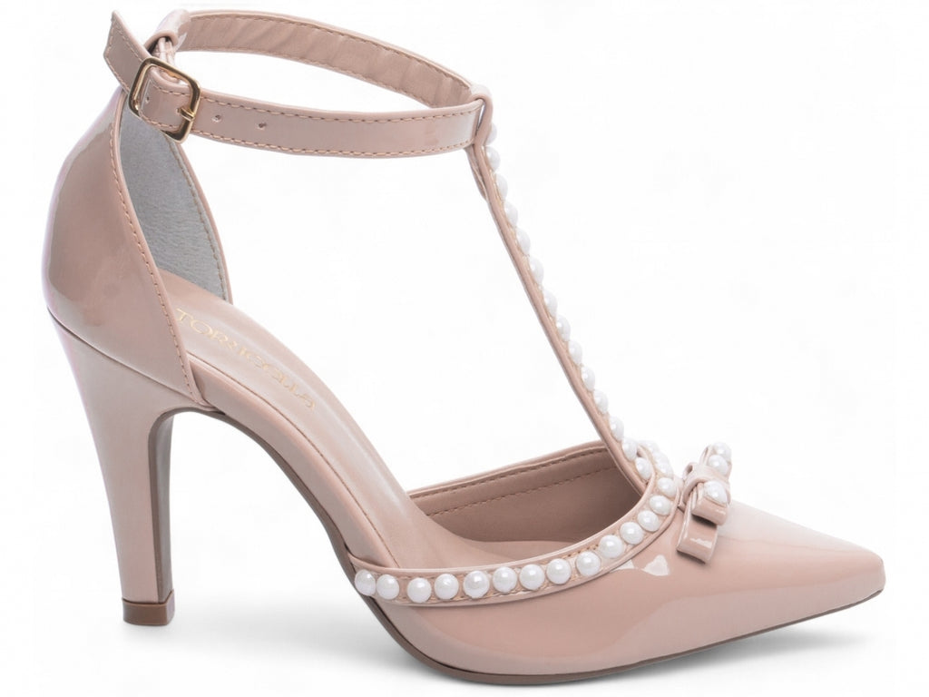 Scarpin Verniz Bege com Pérola