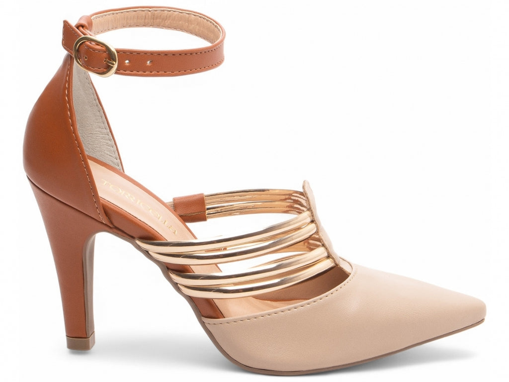 Scarpin Feminino Caramelo Metalizado