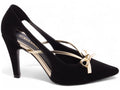 Scarpin Preto com Laço Metalizado Ouro Light
