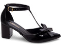 Scarpin Feminino Preto com Laço e Salto Grosso