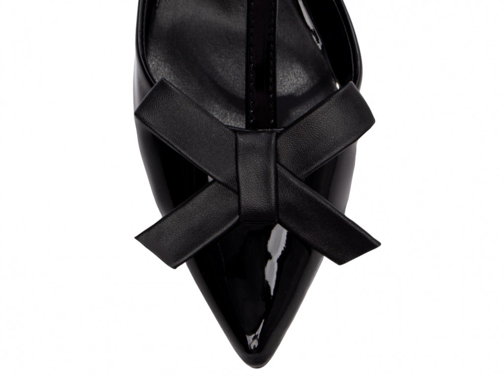 Scarpin Feminino Preto com Laço e Salto Grosso