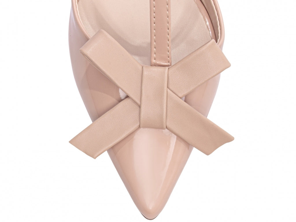 Scarpin Feminino Rosê com Laço e Salto Grosso