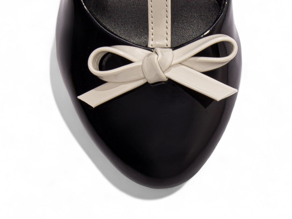 Scarpin Boneca Mary Jane Preto e Off White