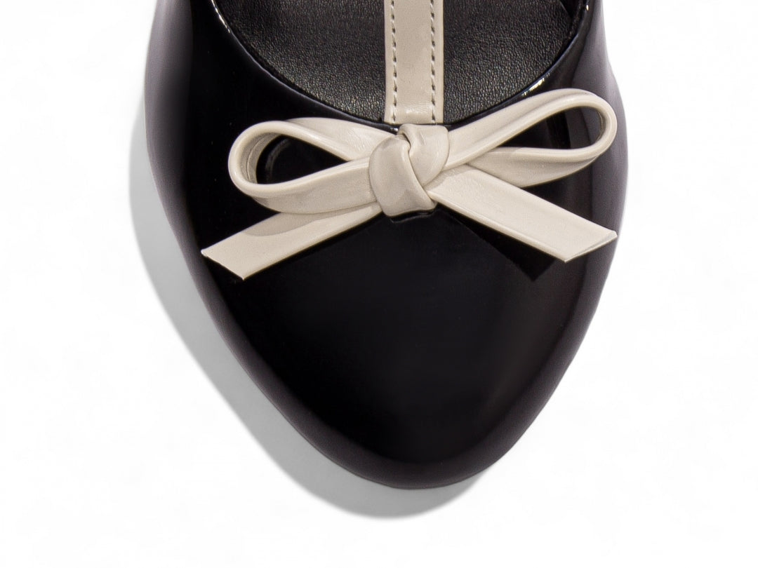 Scarpin Boneca Mary Jane Preto e Off White