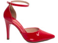Scarpin Feminino Verniz Vermelho com Fivela Dourada