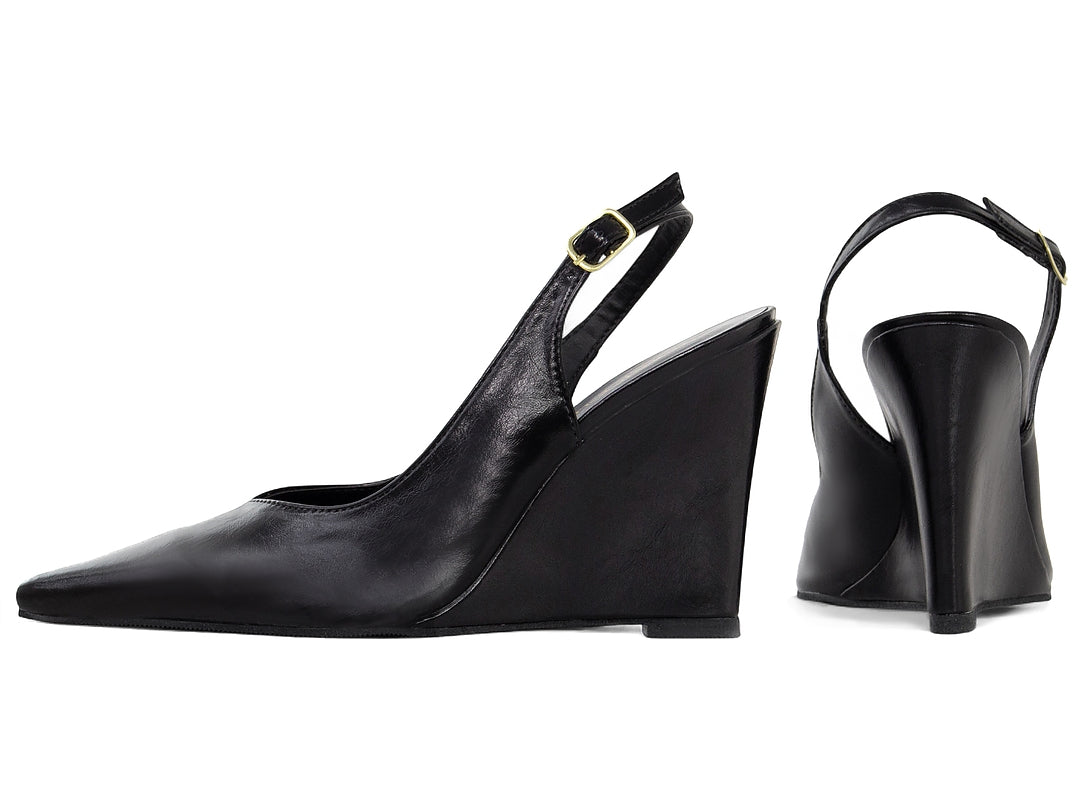 Scarpin Slingback Anabela Preto Corte V
