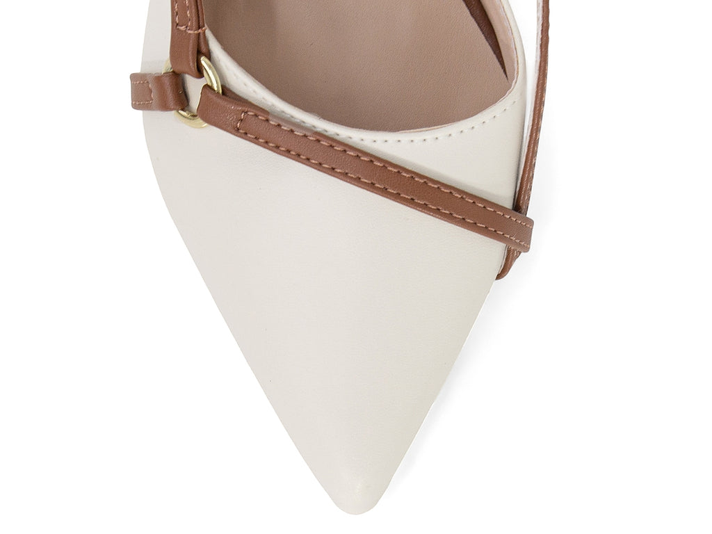 Scarpin Slingback Off White e Caramelo